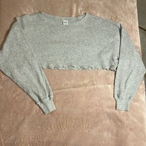 TNA oversized cropped waffle knit crewneck top